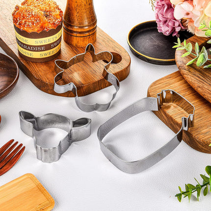 5 Pieces Cow Cookie Cutter Set, Farmhouse Theme, 5 Different Farm Animals Theme Cutters, Steel Cow Head, Milk Bottle, Crossed Cookie Molds for Biscuit and Cakes Kitchen Tool Accessories.