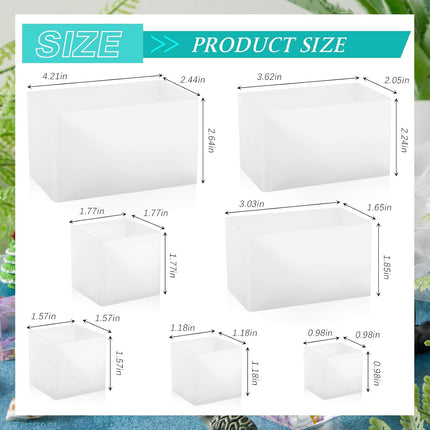 7 Pieces Square Resin Molds Rectangle Resin Molds Candle Mold Cube Casting Molds for Insect Specimen Coaster Flower Pot Candle Soap Jewelry Holder Interior Design DIY Making Craft, 7 Sizes.
