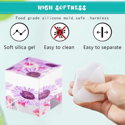 7 Pieces Square Resin Molds Rectangle Resin Molds Candle Mold Cube Casting Molds for Insect Specimen Coaster Flower Pot Candle Soap Jewelry Holder Interior Design DIY Making Craft, 7 Sizes.