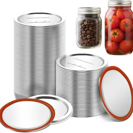 100pcs Mason Jar Lids for Wide and Regular Mouth Jars - Canning Lids Regular Mouth, Compatible With Electric Vacuum Sealers (70mm).