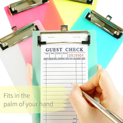 Mini Clipboards, 4.7x7.3 Inch Portable Plastic Clipboards for Receipts & Orders, Ideal for Warehouse, Office, School & Outdoor Work (5-Pack).