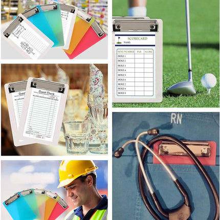 Mini Clipboards, 4.7x7.3 Inch Portable Plastic Clipboards for Receipts & Orders, Ideal for Warehouse, Office, School & Outdoor Work (5-Pack).