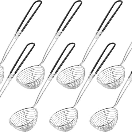 8 Pieces Hot Pot Strainer Scoops, Stainless Steel Hot Pot Strainer Spoons 2. 5 Inch Mini Mesh Skimmer Spoon Asian Ladle with Handle for Home, Black.