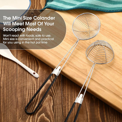 8 Pieces Hot Pot Strainer Scoops, Stainless Steel Hot Pot Strainer Spoons 2. 5 Inch Mini Mesh Skimmer Spoon Asian Ladle with Handle for Home, Black.