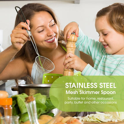 8 Pieces Hot Pot Strainer Scoops, Stainless Steel Hot Pot Strainer Spoons 2. 5 Inch Mini Mesh Skimmer Spoon Asian Ladle with Handle for Home, Black.