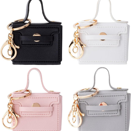 4pcs Mini Backpack Keychain, Small Coin Purse Keychain Cosmetic Bag Charms, Portable PU Leather Zipper Pouch Keychain Backpack Charms for Cable Organizer Lipstick Card Holder- 4 Colors.