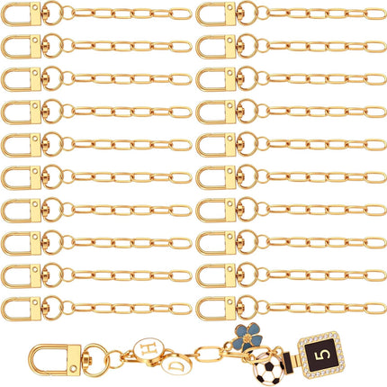 20pcs Keychain Making Kit with Extender Chain, Gold Keychain Clip Key Ring, Alloy Swivel Snap Hook Bag Charm Chain DIY Jewelry Supplies for Purses Handbag Bags Crafts.