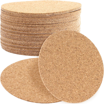 30pcs Self-Adhesive Round Cork Coasters, 3.14 Inch Coaster Backing Cork Sheet, Wall Tiles Mat Board for Table Furniture Cups Home Office DIY Crafts- Brown.