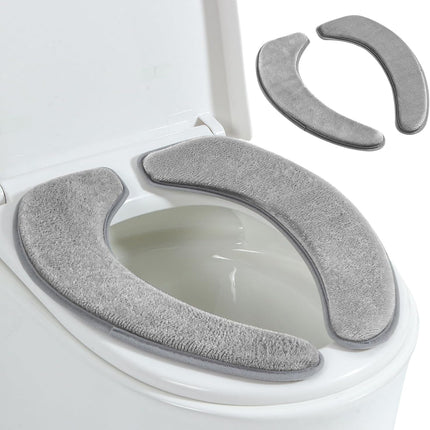 Toilet Seat Cover with Memory Foam, Soft Flannel Toilet Seat Warmer Cover for Bathroom, Washable Self-Adhesive Reusable Toilet Covers, Fits Most Round, Oval and Elongated Toilet Seat.
