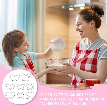 8 Pieces Butterfly Cookie Cutter Set Stainless Steel Metal Biscuit Cutter Mould and 6 Pieces Sugar Stirring Pins for Sandwich Chocolate Fondant Biscuit Cake Kitchen Baking.
