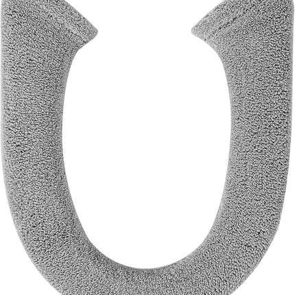 Toilet Seat Cover with Snaps Fixed, Thicker Soft Toilet Seat Warmer Cover for Bathroom, Washable Stretchable Toilet Seat Covers, Fits Most Round, Oval and Elongated Toilet Seat, Light Gray.