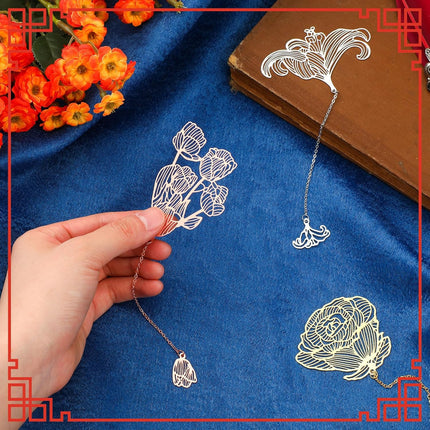 12 Pieces Metal Bookmarks for Women Metal Leaf Bookmark with Chain Christmas Gifts for Book Lovers Writers Readers.