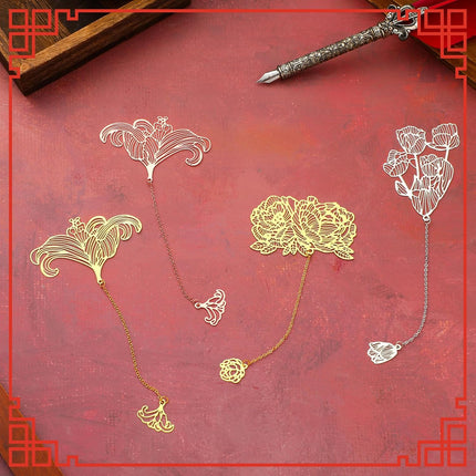 12 Pieces Metal Bookmarks for Women Metal Leaf Bookmark with Chain Christmas Gifts for Book Lovers Writers Readers.