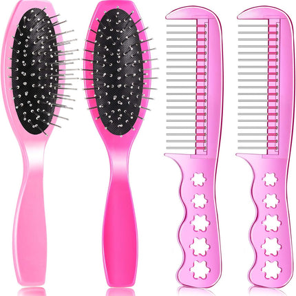 4 Pieces Doll Hair Brush Plastic Pink Wig Accessories for 18 Inch Dolls and Other Hair Care Accessories, 2 Style.