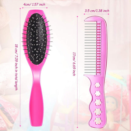 4 Pieces Doll Hair Brush Plastic Pink Wig Accessories for 18 Inch Dolls and Other Hair Care Accessories, 2 Style.