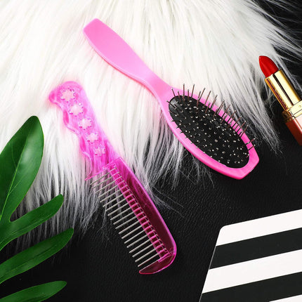 4 Pieces Doll Hair Brush Plastic Pink Wig Accessories for 18 Inch Dolls and Other Hair Care Accessories, 2 Style.