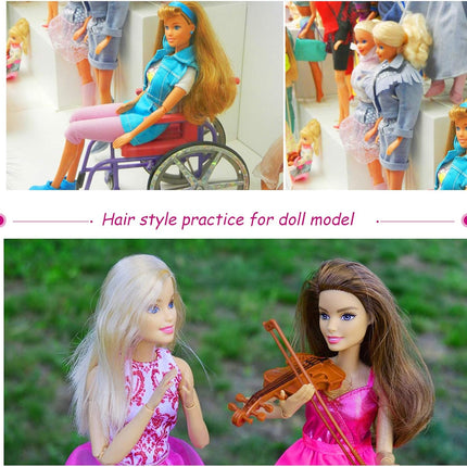 4 Pieces Doll Hair Brush Plastic Pink Wig Accessories for 18 Inch Dolls and Other Hair Care Accessories, 2 Style.