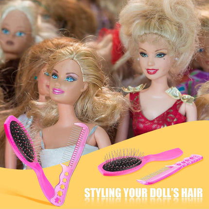 4 Pieces Doll Hair Brush Plastic Pink Wig Accessories for 18 Inch Dolls and Other Hair Care Accessories, 2 Style.
