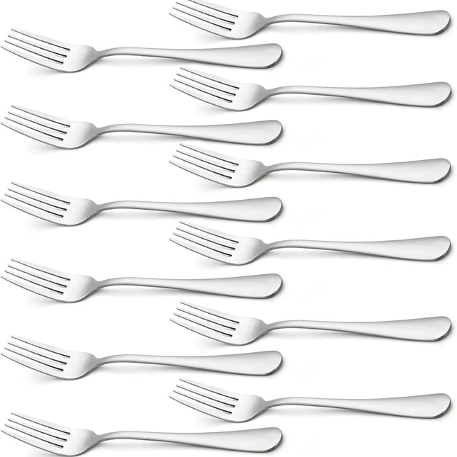 Silverware, Dinner Fork 8 Inches, Forks Set of 12 Premium Food Grade Stainless Steel Forks for Home Kitchen Party Restaurant, Mirror Polished Dishwasher Safe.