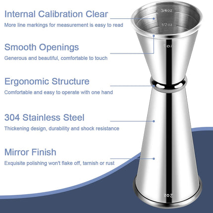 Mixing Spoon and Jigger for Bartending Stainless Steel Home Bar Tool for Making Delicious Cocktails Drinks Juice.
