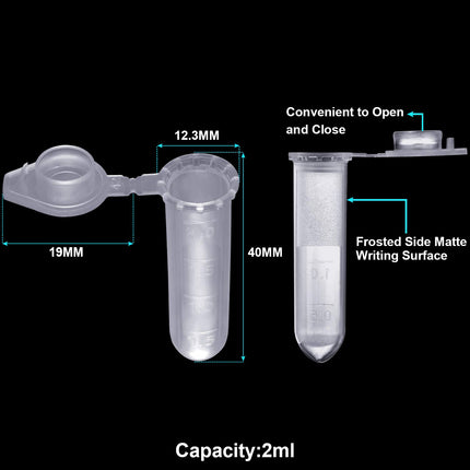 Ackers Science 250Pcs 2.0ml Polypropylene Graduated Microcentrifuge Tubes with Snap Cap,Natural.