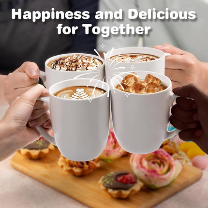 16 oz Large Coffee Mug with Handle Tea Cup Novelty Coffee Cup Idea Gift for Men Women Office Work, White (White).