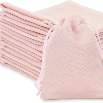 Pink Velvet Jewelry Pouches, 20PCS Small Velvet Gift Bags with Drawstring, Christmas Gift Bags for Wedding Favors, Candy Bags, Party Favors (2.75''x3.54'').
