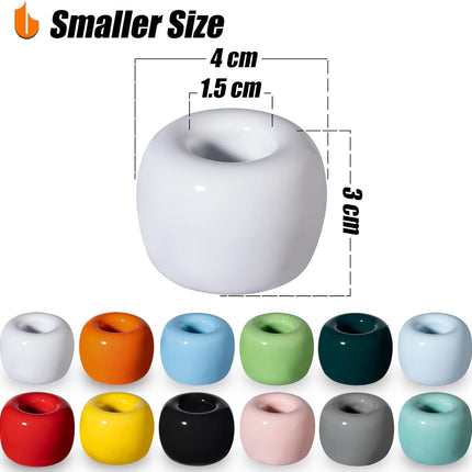 Travel-Friendly Mini Ceramics Toothbrush Holders for Bathroom Decor Vanity Countertops, Space Saver, White, 2 Pack.
