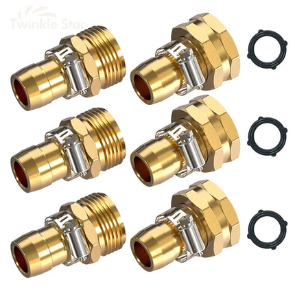 Garden Hose Repair Connector with Clamps, Male and Female Garden Hose Repair Kit, Fit for 3/4" or 5/8" Garden Hose Fitting, 3 Set.