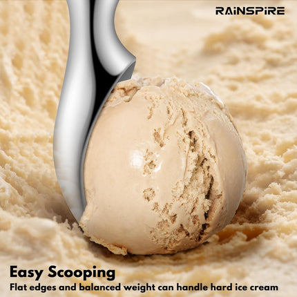 Ice Cream Scoop Stainless Steel, Ice Cream Scooper Professional Large Ice Cream Scoops With Non-Slip Rubber Handle, Ice Cream Spade for Cookie Dough, Gelato, Sorbet, Melon (Black).