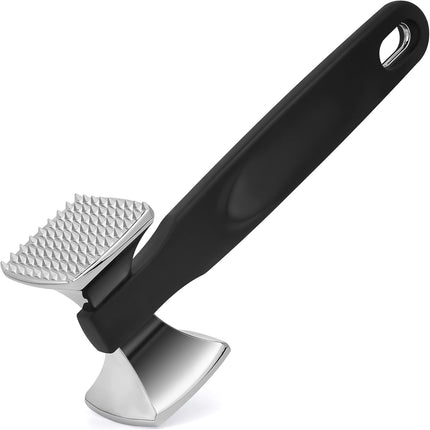 Premium Heavy Duty Meat Tenderizer Hammer, Stainless Steel Meat Mallet Tenderizer, Dual-Sided Meat Hammer Tenderizer, Meat Pounder Kitchen Mallet for Beef, Chicken Pounder, Black.