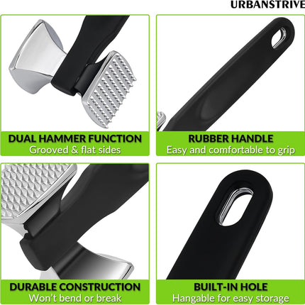 Premium Heavy Duty Meat Tenderizer Hammer, Stainless Steel Meat Mallet Tenderizer, Dual-Sided Meat Hammer Tenderizer, Meat Pounder Kitchen Mallet for Beef, Chicken Pounder, Black.