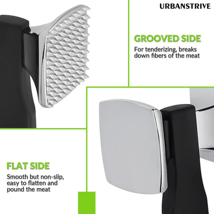 Premium Heavy Duty Meat Tenderizer Hammer, Stainless Steel Meat Mallet Tenderizer, Dual-Sided Meat Hammer Tenderizer, Meat Pounder Kitchen Mallet for Beef, Chicken Pounder, Black.