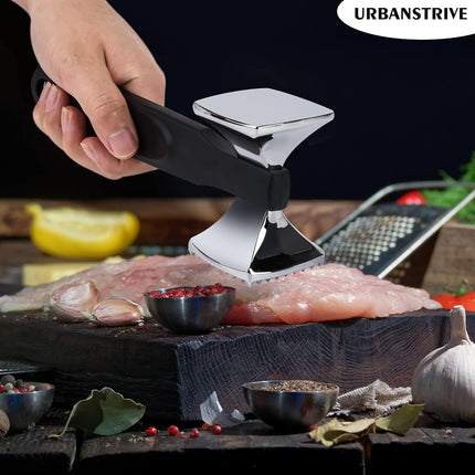 Premium Heavy Duty Meat Tenderizer Hammer, Stainless Steel Meat Mallet Tenderizer, Dual-Sided Meat Hammer Tenderizer, Meat Pounder Kitchen Mallet for Beef, Chicken Pounder, Black.