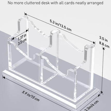 Acrylic Business Card Holder for Desk 2 Slot Clear Vertical Business Card Display Stand for Men and Women Desktop Name Card Organizer Card Stand for Office Home Exhibition, 120 Card Capacity.