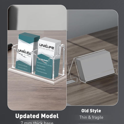 Acrylic Business Card Holder for Desk 2 Slot Clear Vertical Business Card Display Stand for Men and Women Desktop Name Card Organizer Card Stand for Office Home Exhibition, 120 Card Capacity.