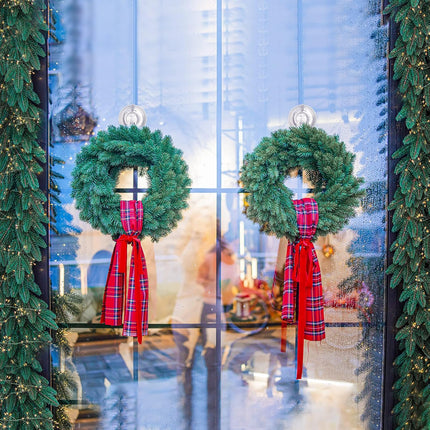 Wreath Hanger, Large Suction Cup Wreath Hooks with Wipes, Heavy Duty, 22 LB Capacity, Removable and Reusable, Clear, 2 Pcs.