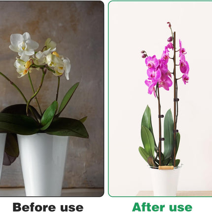 10Pcs Plant Support Stakes with 15Pcs Plant Clips, 15.75inch Tall Bendable Single Stem Sticks Orchid Clips Brown Helps Growth for Indoor Outdoor Flowers Rose Amaryllis.