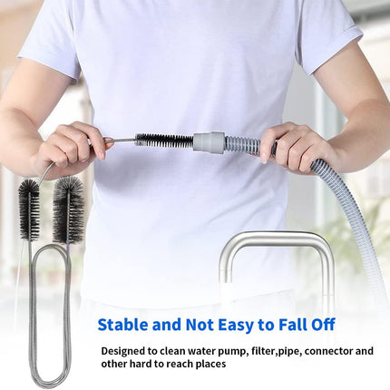 10PCS Flexible Drain Brush Straw Cleaner Brush Set,Pipe Cleaners Brush,61Inch Stainless Steel Double-Ended Hose Brush 8.2Inch Nylon Long CPAP Tube Cleaning Brush for Home Kitchen Sink Plumbing.