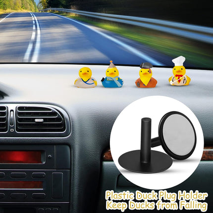 20Pcs Plastic Duck Holder Car, Rubber Duck Plug Ducks Display Fixed Mount Duck Holder, Self-Adhesive Duck Holder for Car, Gift for Car Lover, Black(Rubber Ducks Not Included).