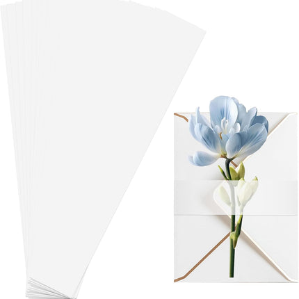 100Pcs Wedding Invitation Accessories, Clear Invitation Belly Bands Vellum Belly Band for 5x7 Invitations Vellum Paper Belly Bands, Wedding Invitation Card Gift Wraps Liners.