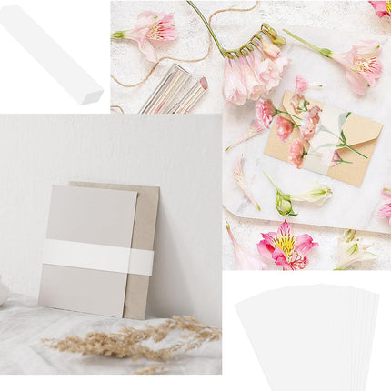 100Pcs Wedding Invitation Accessories, Clear Invitation Belly Bands Vellum Belly Band for 5x7 Invitations Vellum Paper Belly Bands, Wedding Invitation Card Gift Wraps Liners.