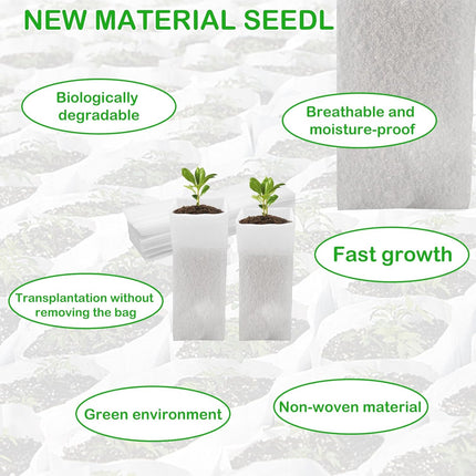 60Pcs Nursery Grow Bags, Biodegradable Non-Woven Fabric Plant Bags, Seedlings Growing Pots for Vegetable Flowers Fruits Tree Planting (12.2 3.3 Inches).
