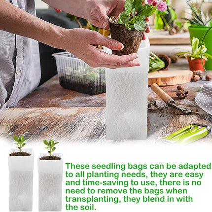 60Pcs Nursery Grow Bags, Biodegradable Non-Woven Fabric Plant Bags, Seedlings Growing Pots for Vegetable Flowers Fruits Tree Planting (12.2 3.3 Inches).