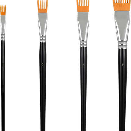 4Pcs Comb Artist Brush Set, Rake Brushes for Painting with Birch Wood Handle, Paintbrush for Acrylic Paint, Textured Art Paintbrush Sets for Greeting Cards & DIY Crafts.