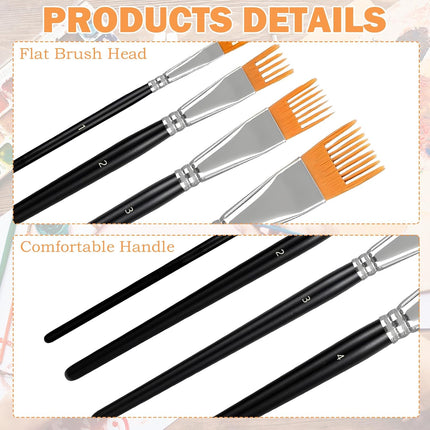 4Pcs Comb Artist Brush Set, Rake Brushes for Painting with Birch Wood Handle, Paintbrush for Acrylic Paint, Textured Art Paintbrush Sets for Greeting Cards & DIY Crafts.