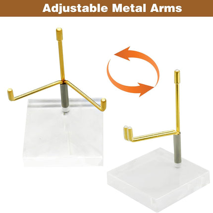 4Pcs Acrylic Easel Display Stand with Adjustable Metal Arms, Crystal Geode Stand for Gemstones Fossils Minerals (2.4 × 2.4 × 3.5 Inch).