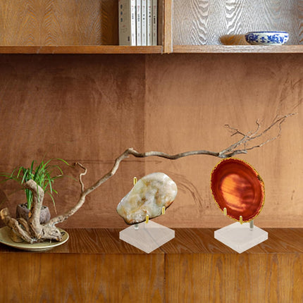 4Pcs Acrylic Easel Display Stand with Adjustable Metal Arms, Crystal Geode Stand for Gemstones Fossils Minerals (2.4 × 2.4 × 3.5 Inch).