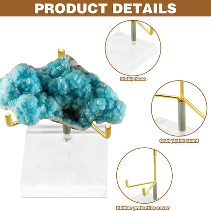 4Pcs Acrylic Easel Display Stand with Adjustable Metal Arms, Crystal Geode Stand for Gemstones Fossils Minerals (2.4 × 2.4 × 3.5 Inch).