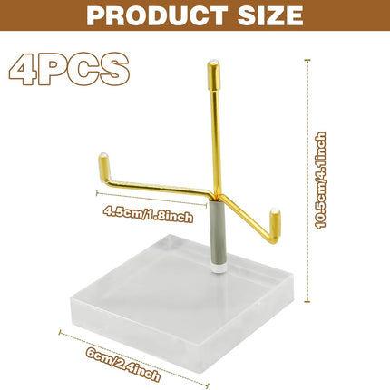 4Pcs Acrylic Easel Display Stand with Adjustable Metal Arms, Crystal Geode Stand for Gemstones Fossils Minerals (2.4 × 2.4 × 3.5 Inch).
